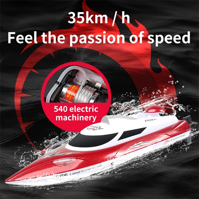 Boat High Speed LED Light Speedboat Capsizing Reset Waterproof 35km/h Electric Racing Vehicles Models Lakes Pools Remote Control Toys