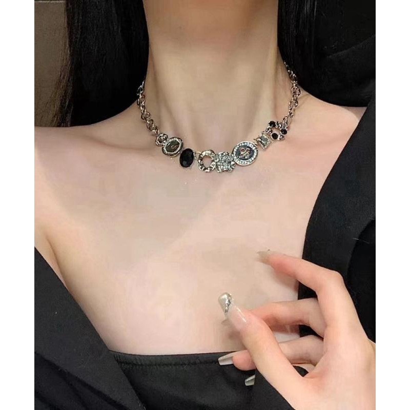 Art Alloy Zircon Button Gratuated Bead Necklace