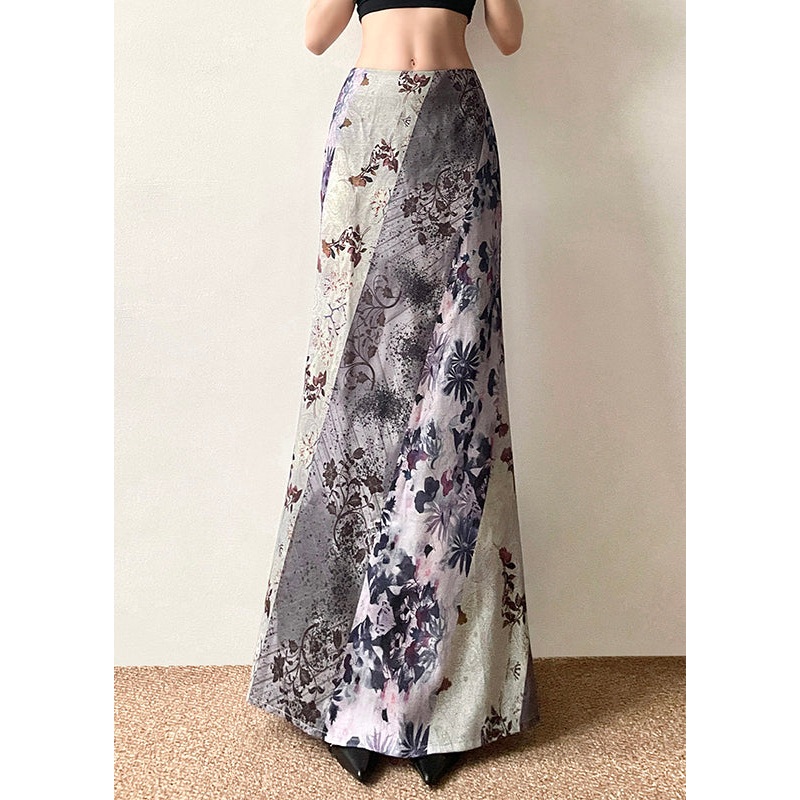 Bohemian Asymmetrical Print High Waist Patchwork Cotton Skirts Summer