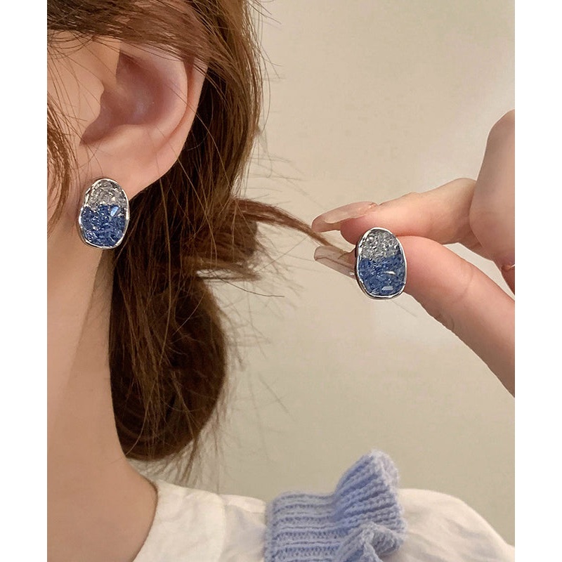 Boho Blue Alloy Zircon Crystal Stud Earring