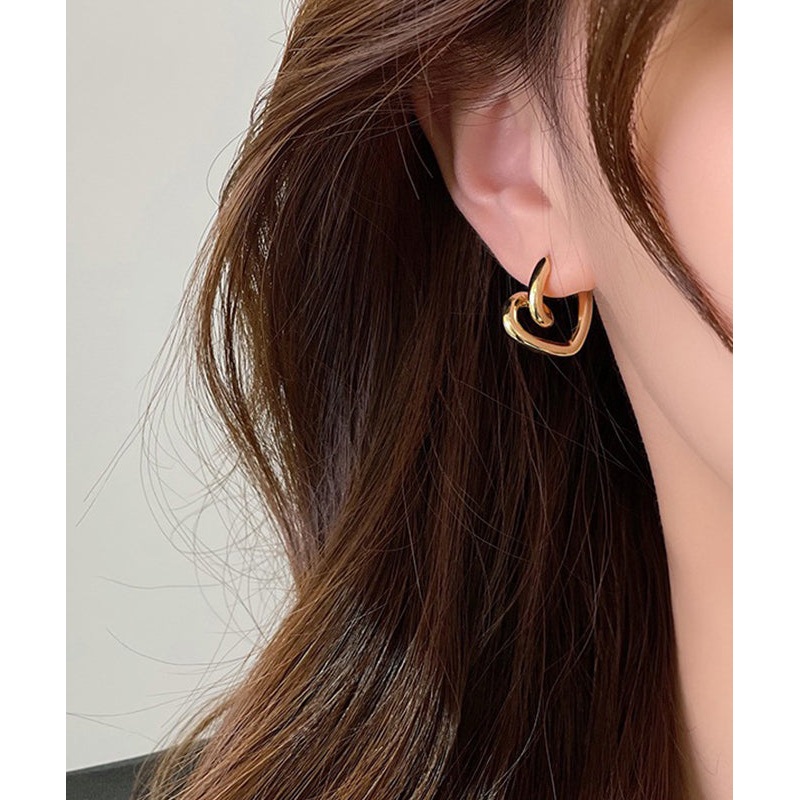 Boho Gold Alloy Love Hoop Earrings