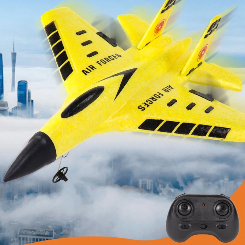 Built-in Gyro With LED Light EPP Foam RC Airplane Fighter Glider RTF for Beginners – Yellow