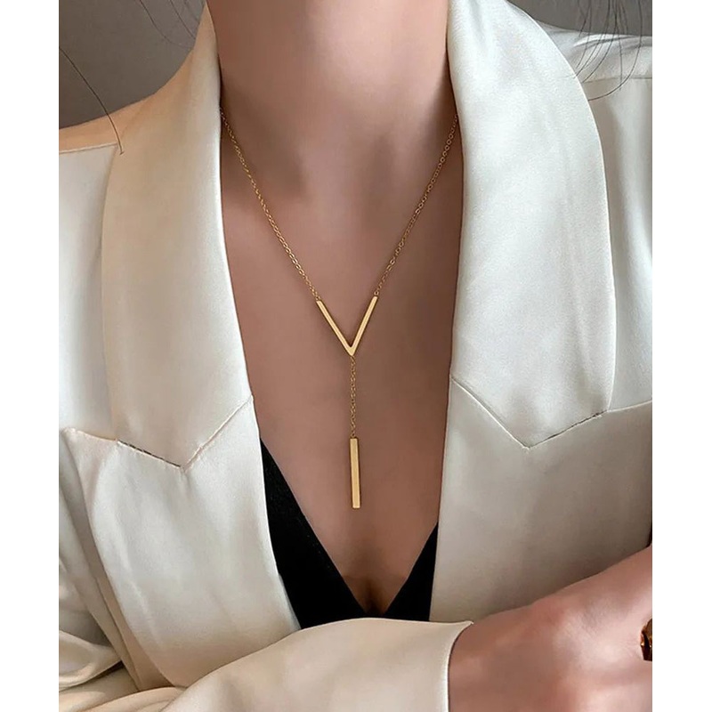 New V-Shaped Long Sexy Clavicle Gold Colour Chain Neckla