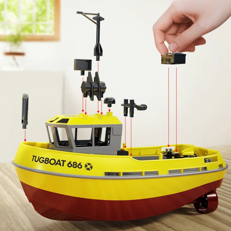 Rc Boat Powerful Dual Motor Wireless Electric Remote Control Tugboat Model Toys for Boys Gift