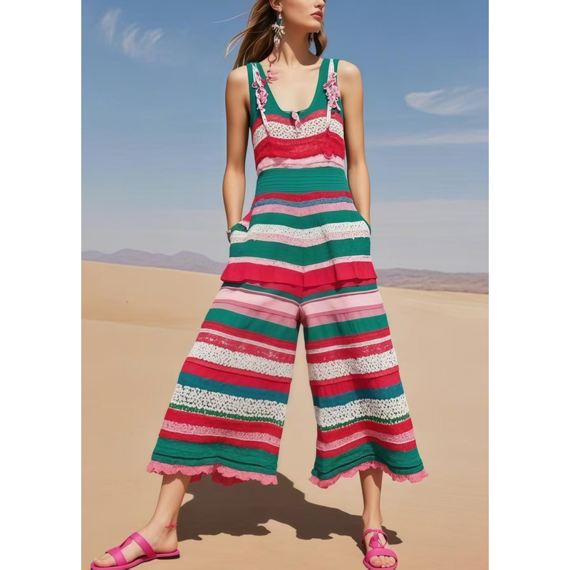 Beautiful Multicolour Striped Cotton Jumpsuits Summer