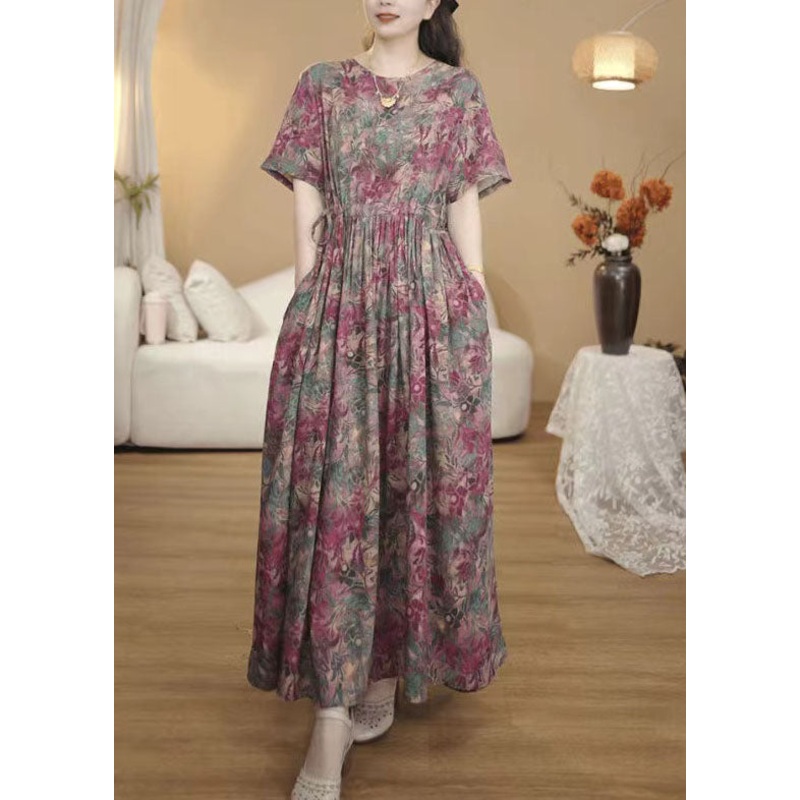 Art Print Exra Large Hem Cotton Cinched Dress Summer