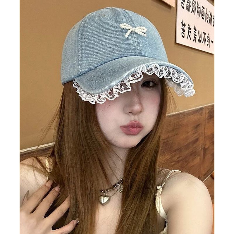 2025 New Lace Edged Denim Baseball Cap Hat