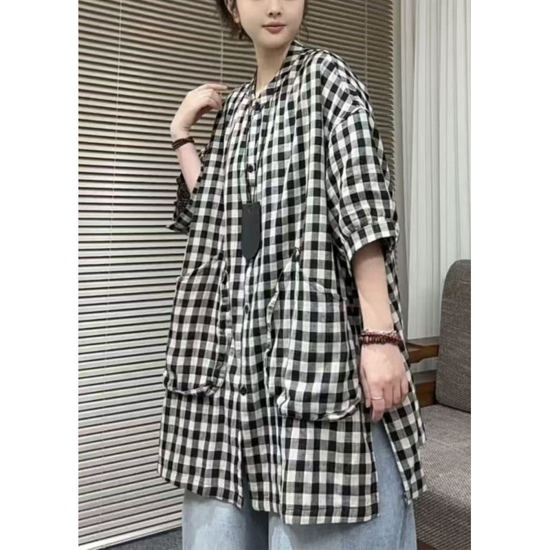Classy Grey Oversized Plaid Wear On Both Sides Shirts Summer