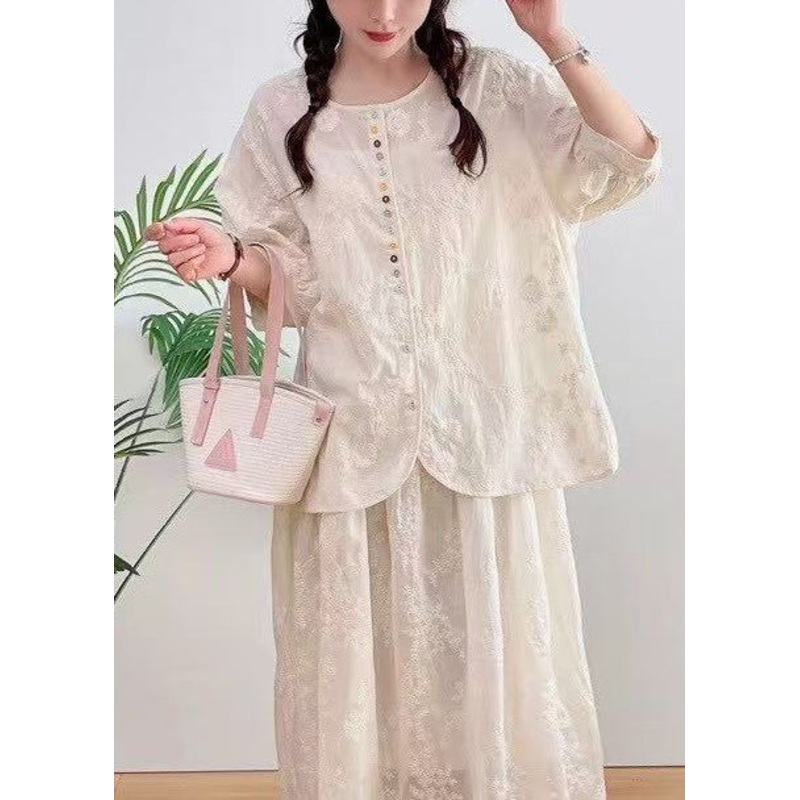 Apricot Jacquard Cotton Shirt Oversized Summer