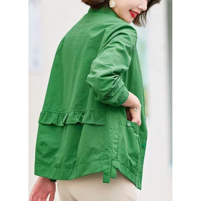 Beautiful Tea Green Oversized Cotton Shirt Tops Spring