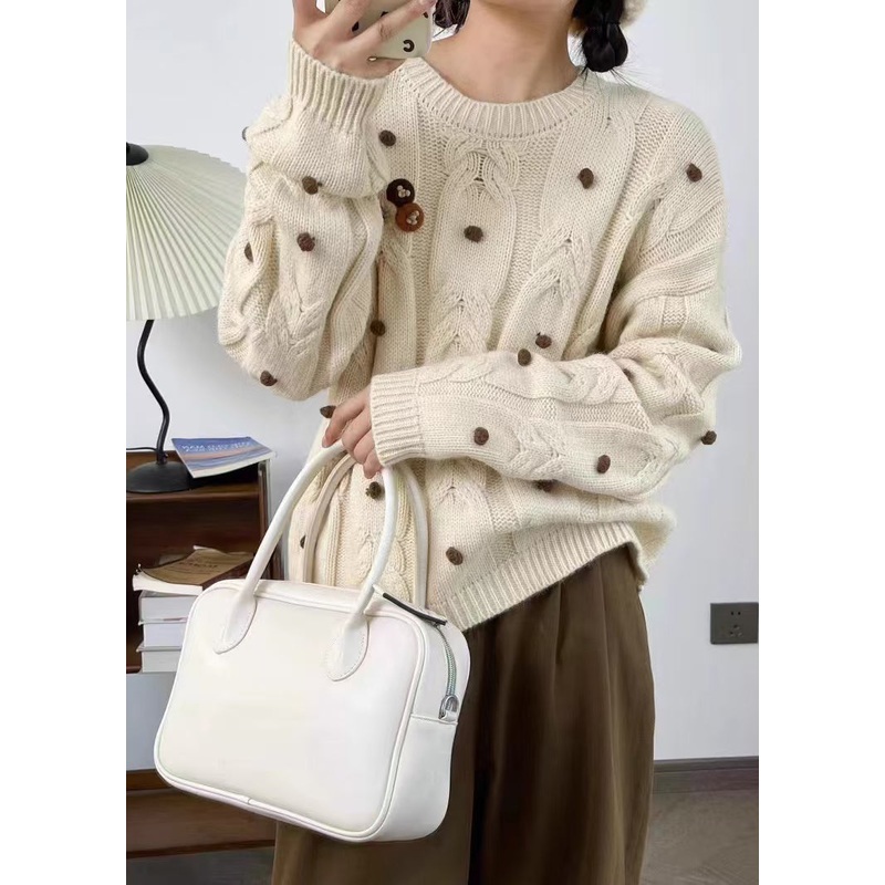 Unique Apricot Oversized Cable Knit Sweaters Winter