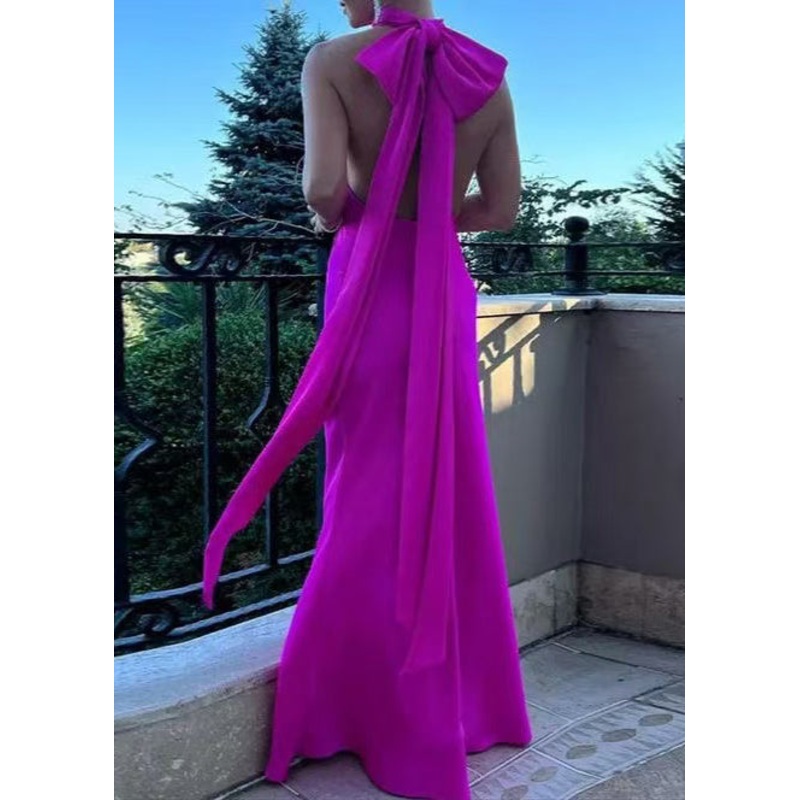 Women Rose Backless Halter Party Dress Summer