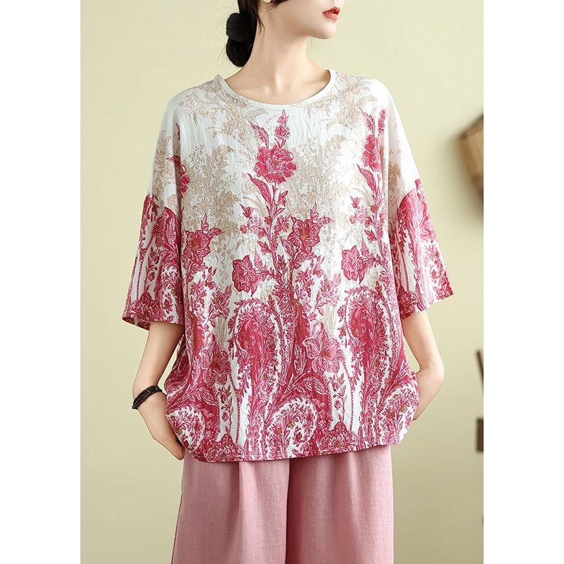 Plus Size Pink Print Top Half Sleeve