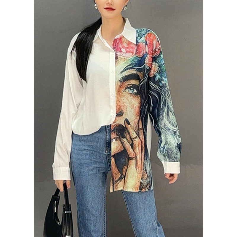 Bohemian White Peter Pan Collar Chiffon Top Fall
