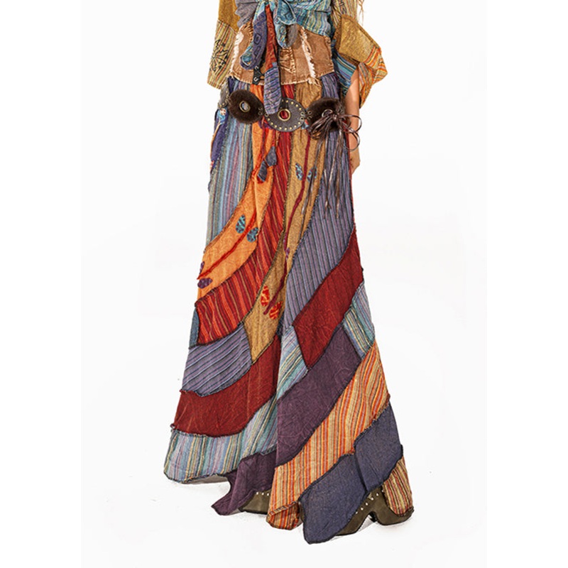 Boho Rainbow Asymmetrical Print A Line Skirts