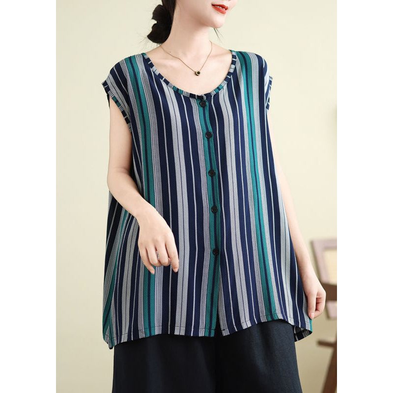 Women Striped O-Neck Long Tank Summer