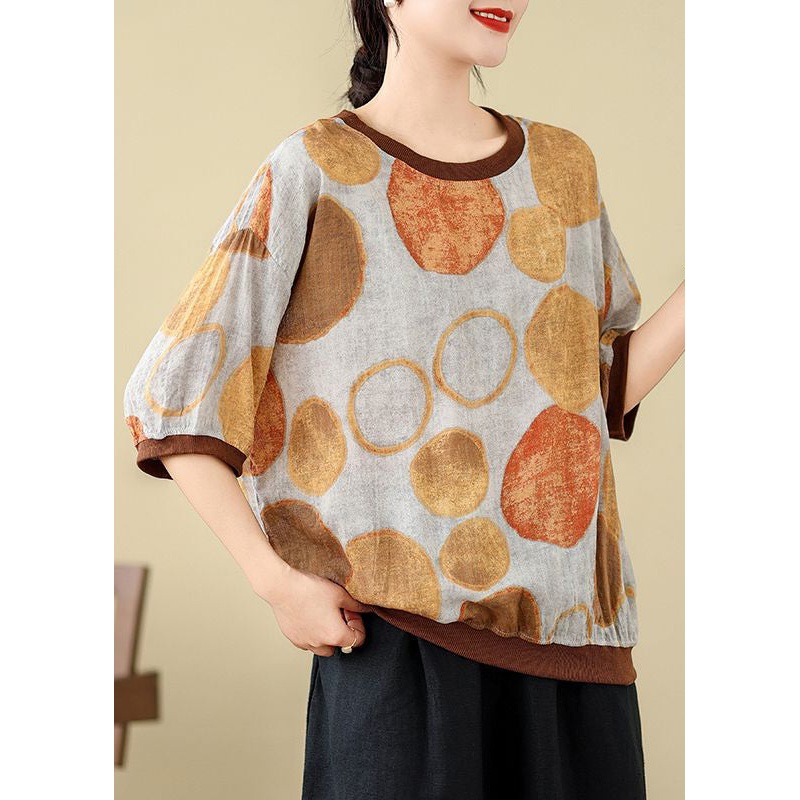 Yellow O-Neck Patchwork T Shirt Fall