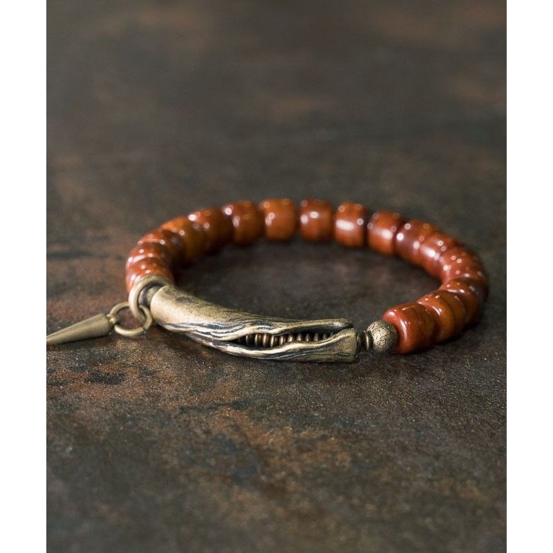 Men Brown Ancient Gold Beads Charm Bracelet
