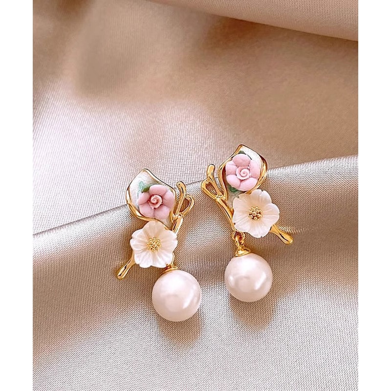 Unique Rainbow Copper Alloy Butterfly Floral Drop Earrings