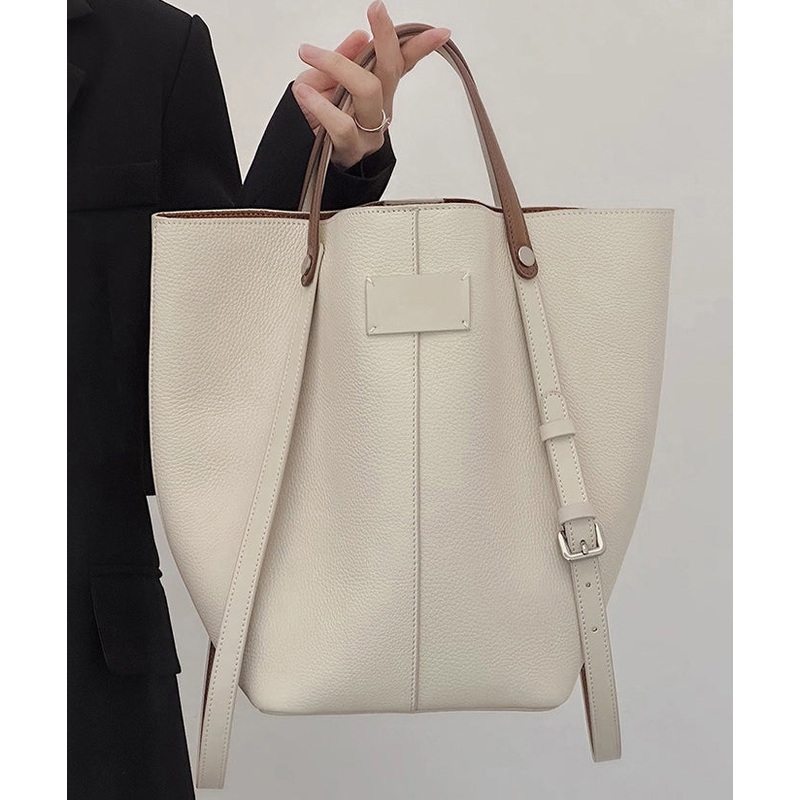 New Minimalist Beige Large Capacity Bucket Bag