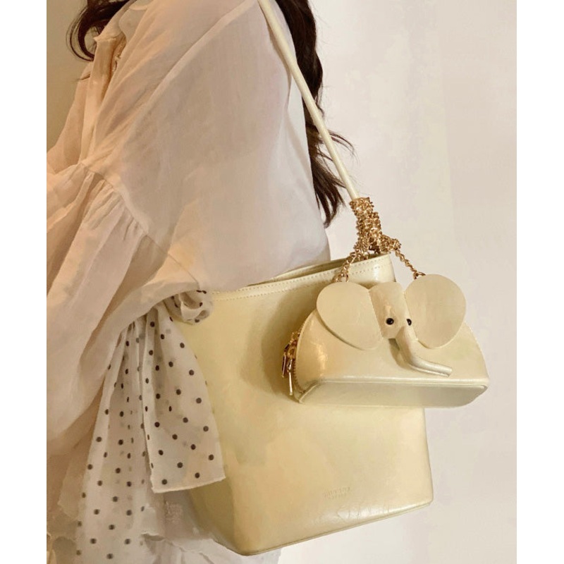 New Yellow Large Capacity Faux Leather Bucket Bag