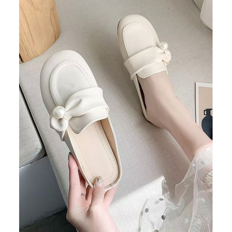 Beige Bow Splicing Casual Comfy Slide Sandals