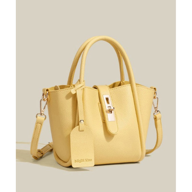 Original Design Yellow Versatile Faux Leather Tote Handbag