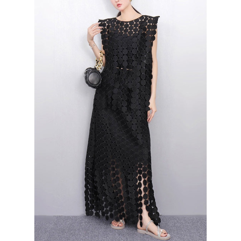 Art Black Oversized Side Open Two Piece Set Women Clothing Summer