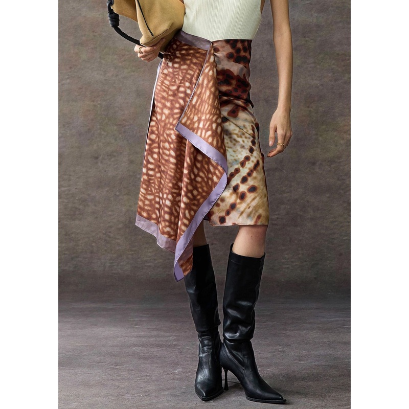 Chic Leopard Asymmetrical Print Lace Up Cotton Skirts Summer
