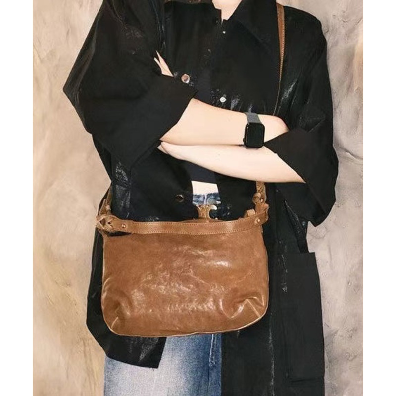 Vintage Brown Solid Durable Leather CrossBody Messenger Bag