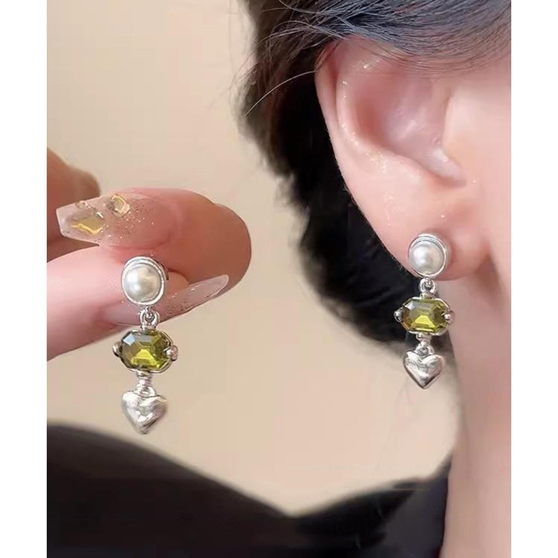 Art Silk Stainless Steel Crystal Pearl Tassel Drop Earrings