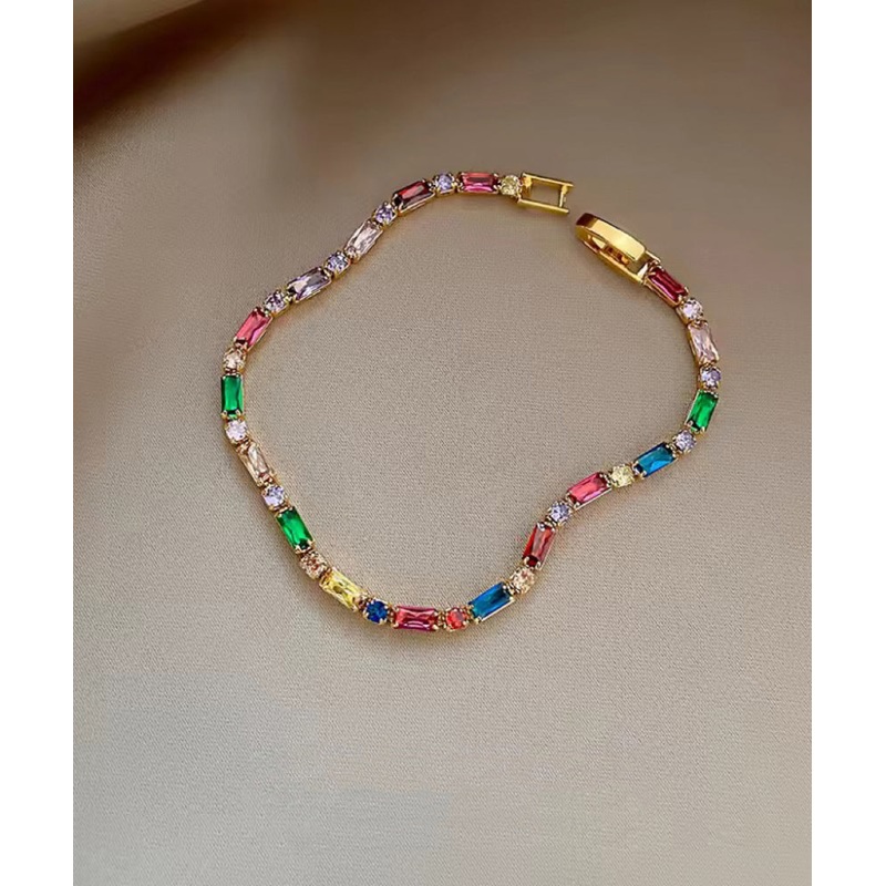 Original Design Rainbow Overgild Zirco Chain Bracelet