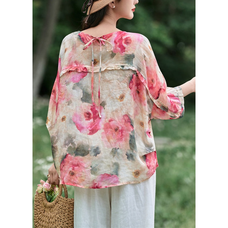 Loose Apricot Ruffled Wear On Both Sides Linen Shirt Fall