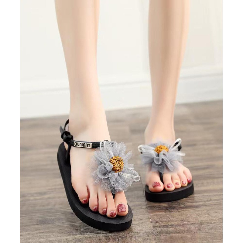 2025 New Vacation Style Gray Beach Flower Flip Flops