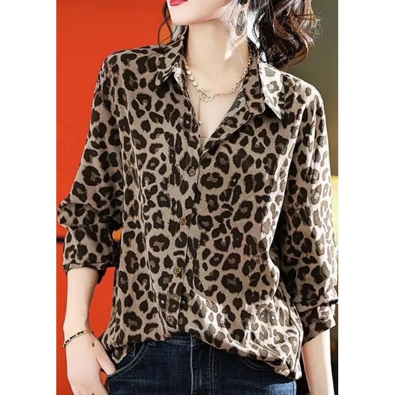 Bohemian Leopard Print Chiffon Shirts Fall