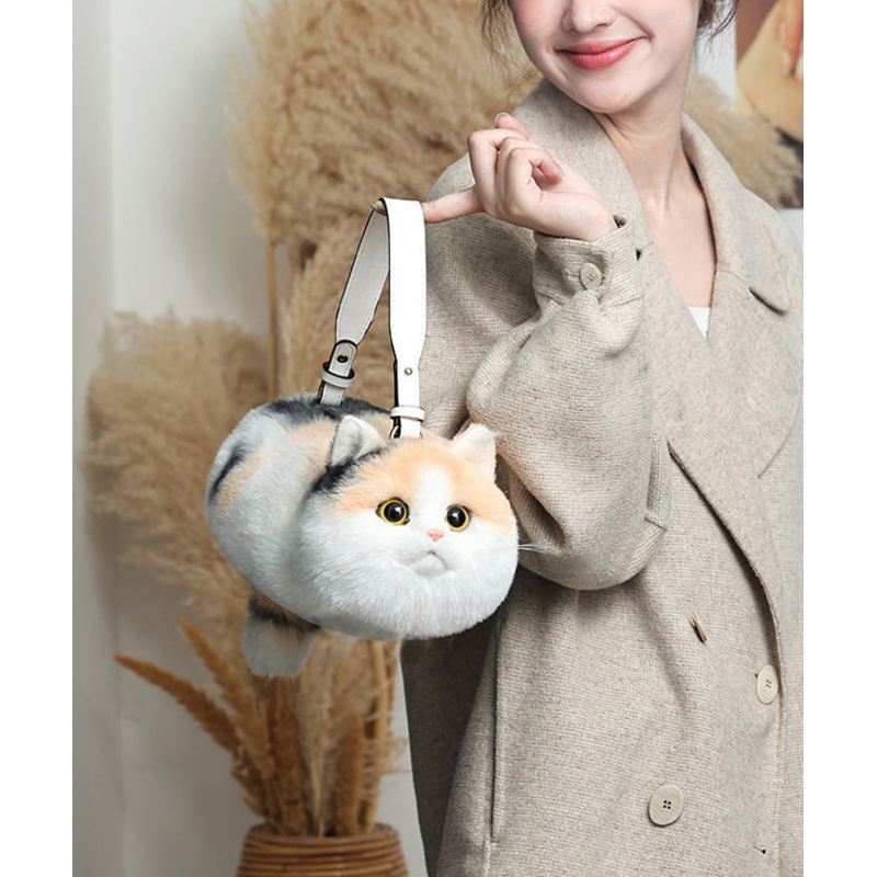 Cute Yellow Cat Creative Fuzzy Fur Shoulder Bag