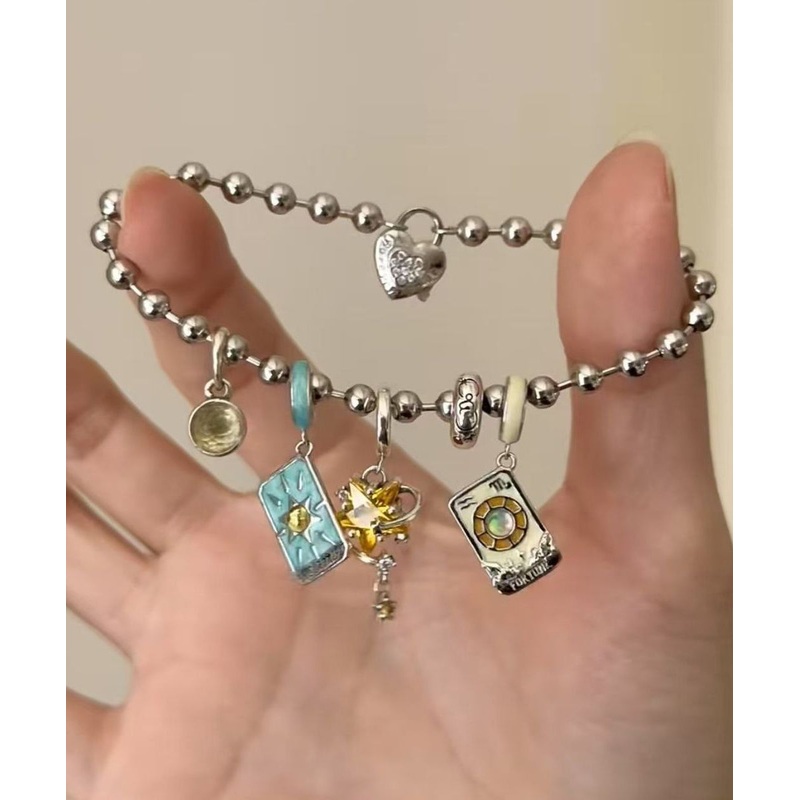 DIY Silk Stainless Steel The Sun, The Moon And The Stars Charm Bracelet