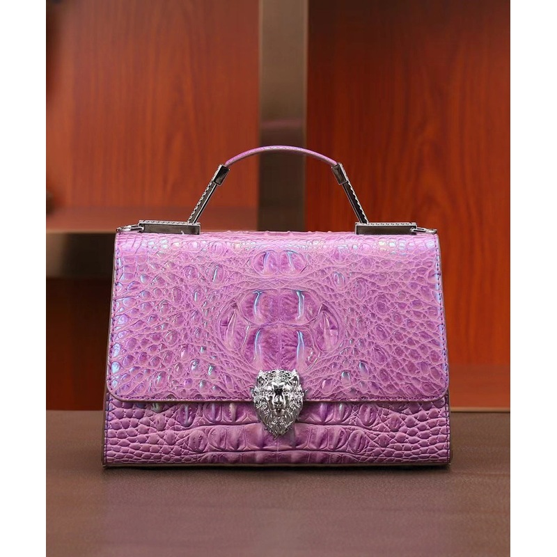 Elegant Purple Embossed Calf Leather Mini Bag