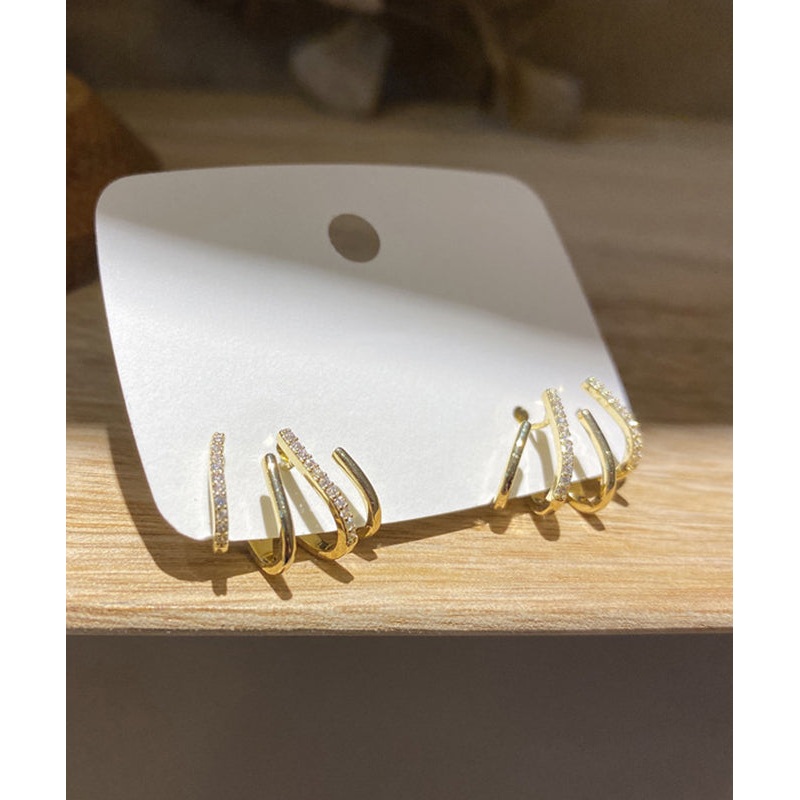 Unique Gold Copper Alloy Zircon Stud Earrings