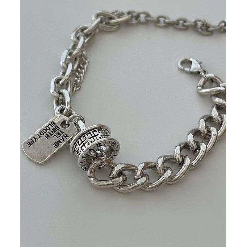 Brief Silk Stainless Steel Chain Graphic Charm Bracelet