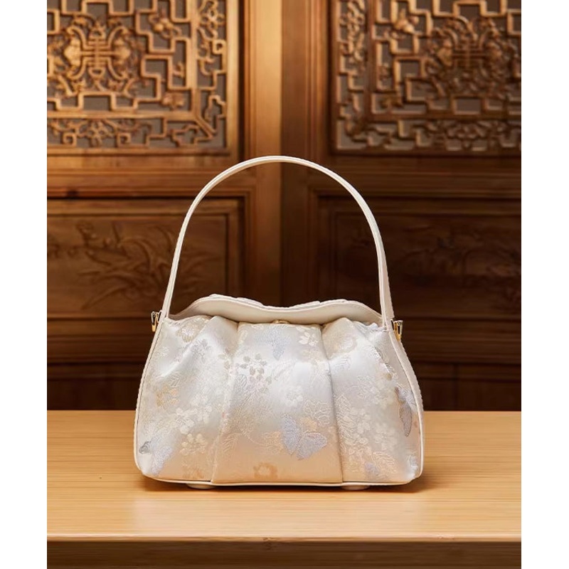 Chinese Style Beige Jacquard Versatile Tote Bag