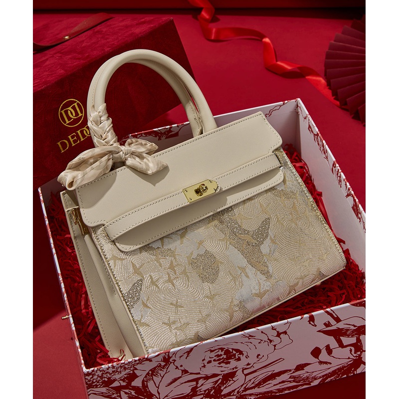 Classy Beige Embroidered Faux Leather Micro Bag