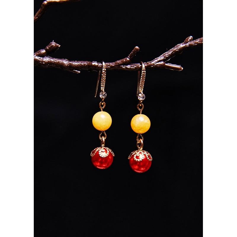 Art Red Pearl Boutique Beeswax Drop Earrings
