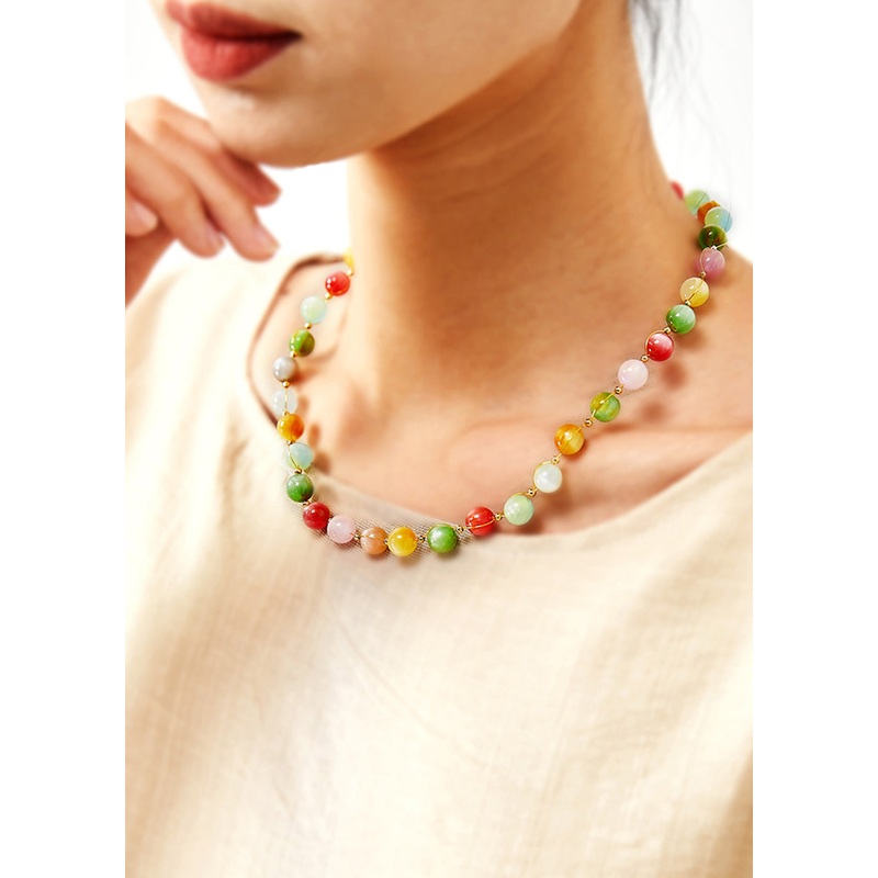 Beautiful Rainbow Jade Princess Necklace
