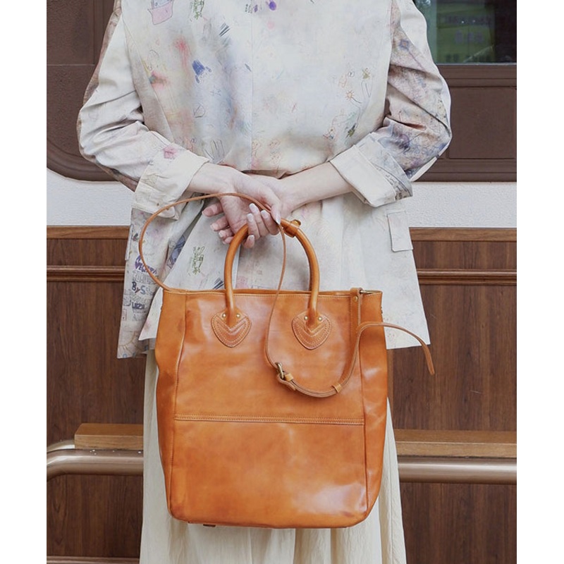 Classy Brown Large Capacity Leather Tote Handbag