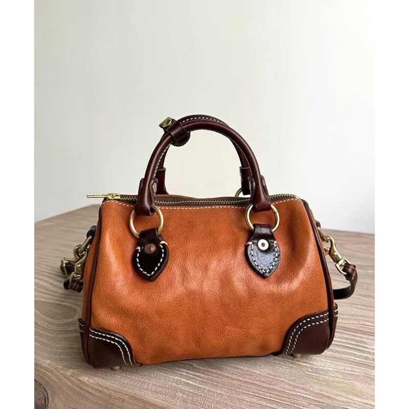 Classy Brown Patchwork Solid Durable Leather Tote Handbag