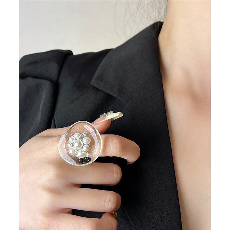 Bohemian Nude Pearl Alloy Pearl Open Rings