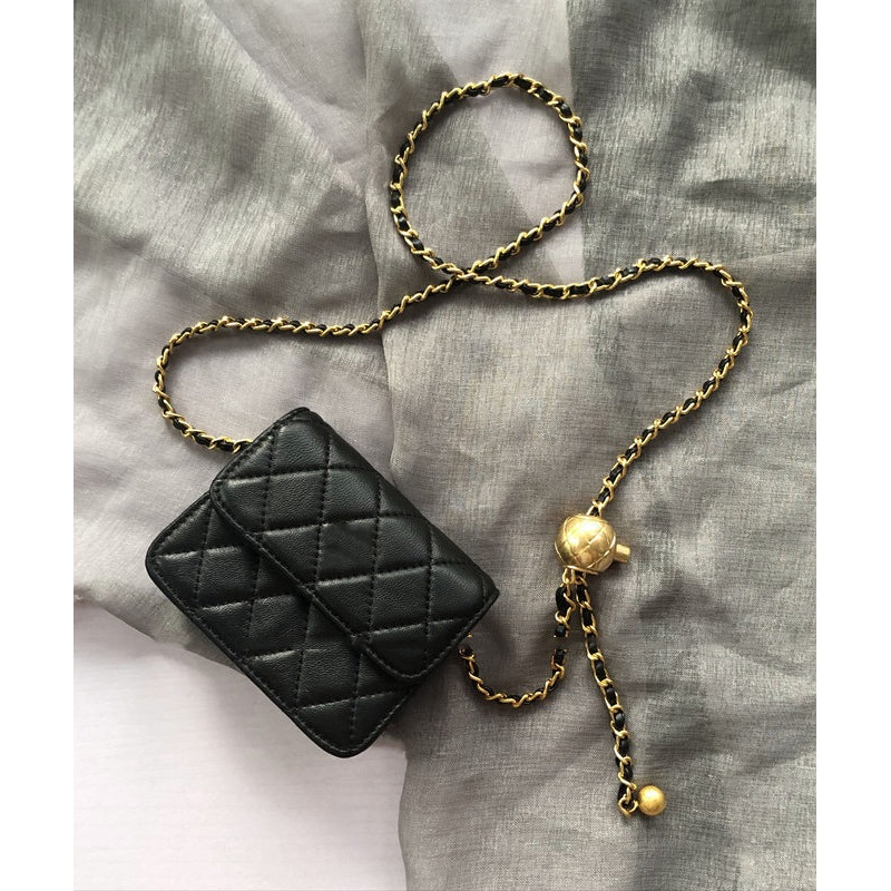 Chic Black Faux Leather Chain Linked Mini Bag