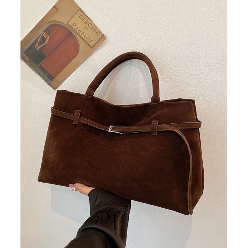 Stylish Coffee Large Capacity Suede Tote Bag