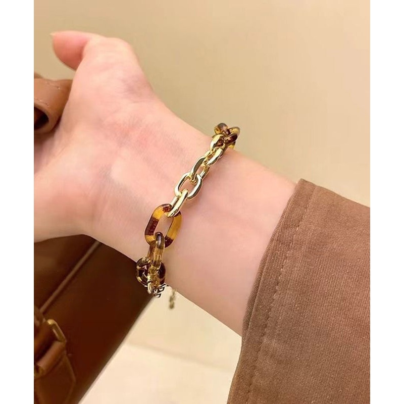 Fashion Leopard Metal Overgild Patchwork Charm Bracelet